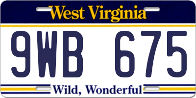 WV license plate 9WB675