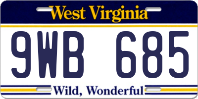 WV license plate 9WB685