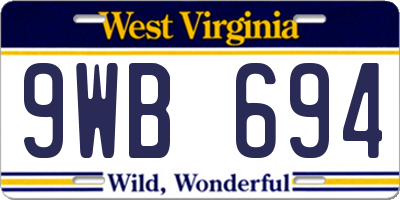 WV license plate 9WB694