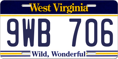 WV license plate 9WB706