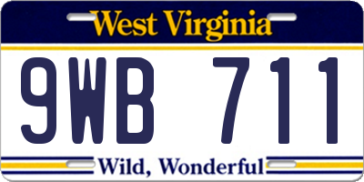 WV license plate 9WB711
