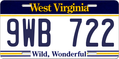 WV license plate 9WB722