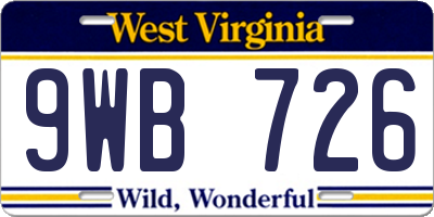 WV license plate 9WB726