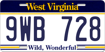 WV license plate 9WB728