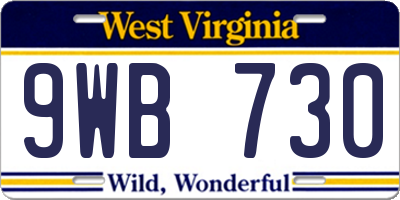 WV license plate 9WB730