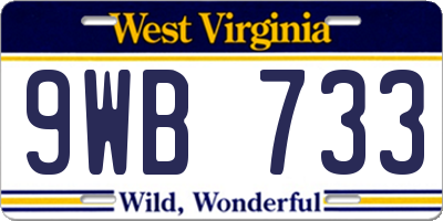 WV license plate 9WB733