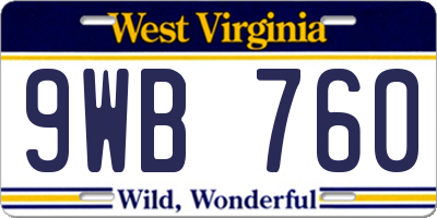 WV license plate 9WB760