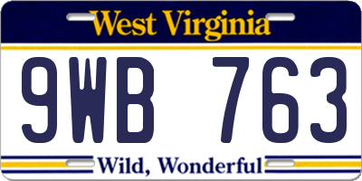 WV license plate 9WB763