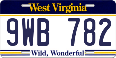 WV license plate 9WB782