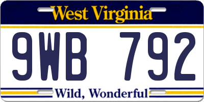WV license plate 9WB792