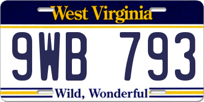 WV license plate 9WB793