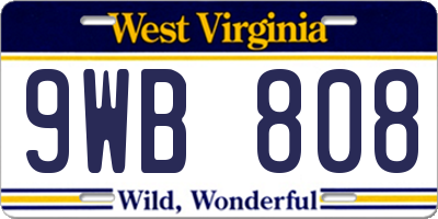 WV license plate 9WB808