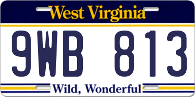 WV license plate 9WB813