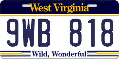 WV license plate 9WB818