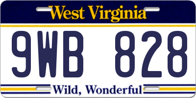 WV license plate 9WB828
