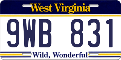 WV license plate 9WB831