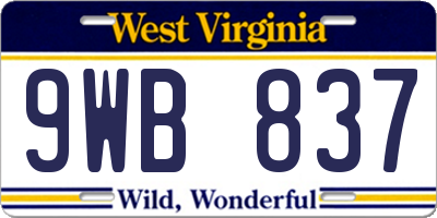 WV license plate 9WB837