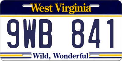 WV license plate 9WB841
