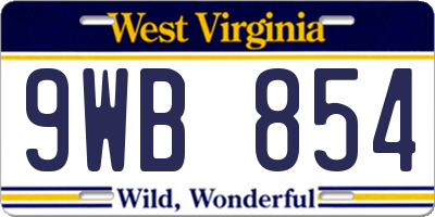 WV license plate 9WB854