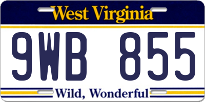 WV license plate 9WB855