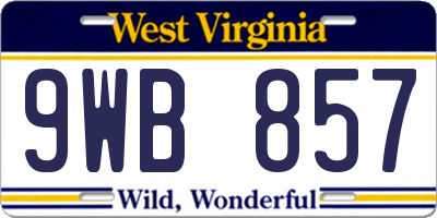 WV license plate 9WB857