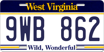 WV license plate 9WB862