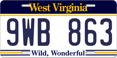 WV license plate 9WB863