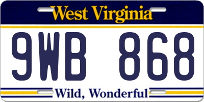 WV license plate 9WB868