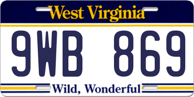 WV license plate 9WB869