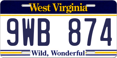 WV license plate 9WB874