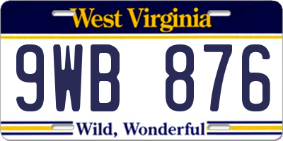 WV license plate 9WB876