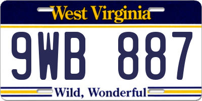 WV license plate 9WB887