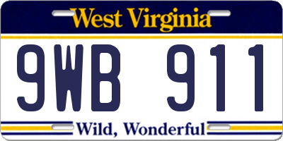 WV license plate 9WB911