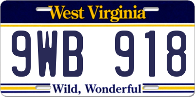 WV license plate 9WB918
