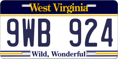 WV license plate 9WB924