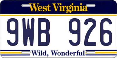 WV license plate 9WB926