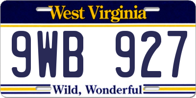 WV license plate 9WB927
