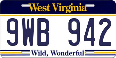 WV license plate 9WB942