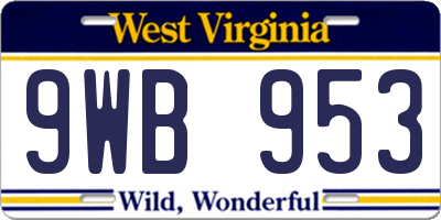 WV license plate 9WB953