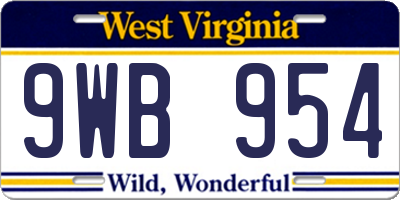 WV license plate 9WB954