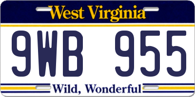 WV license plate 9WB955