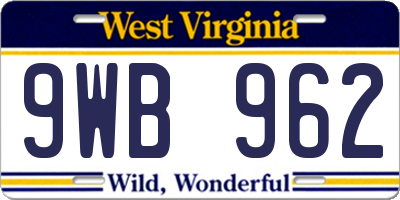 WV license plate 9WB962