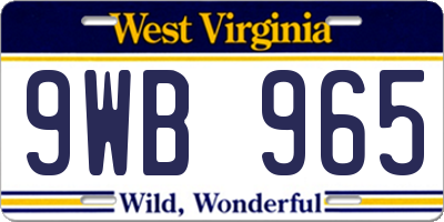 WV license plate 9WB965