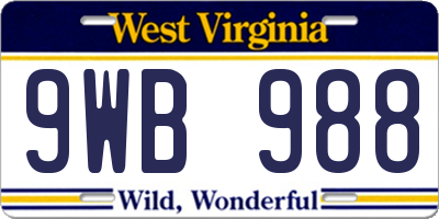 WV license plate 9WB988