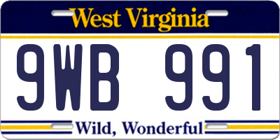 WV license plate 9WB991