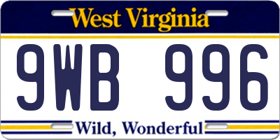 WV license plate 9WB996