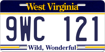 WV license plate 9WC121