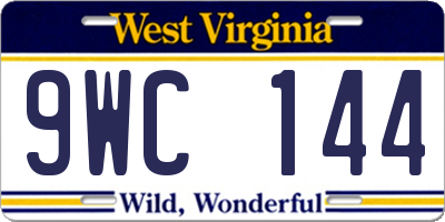 WV license plate 9WC144