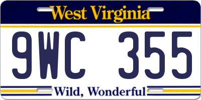 WV license plate 9WC355
