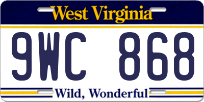 WV license plate 9WC868